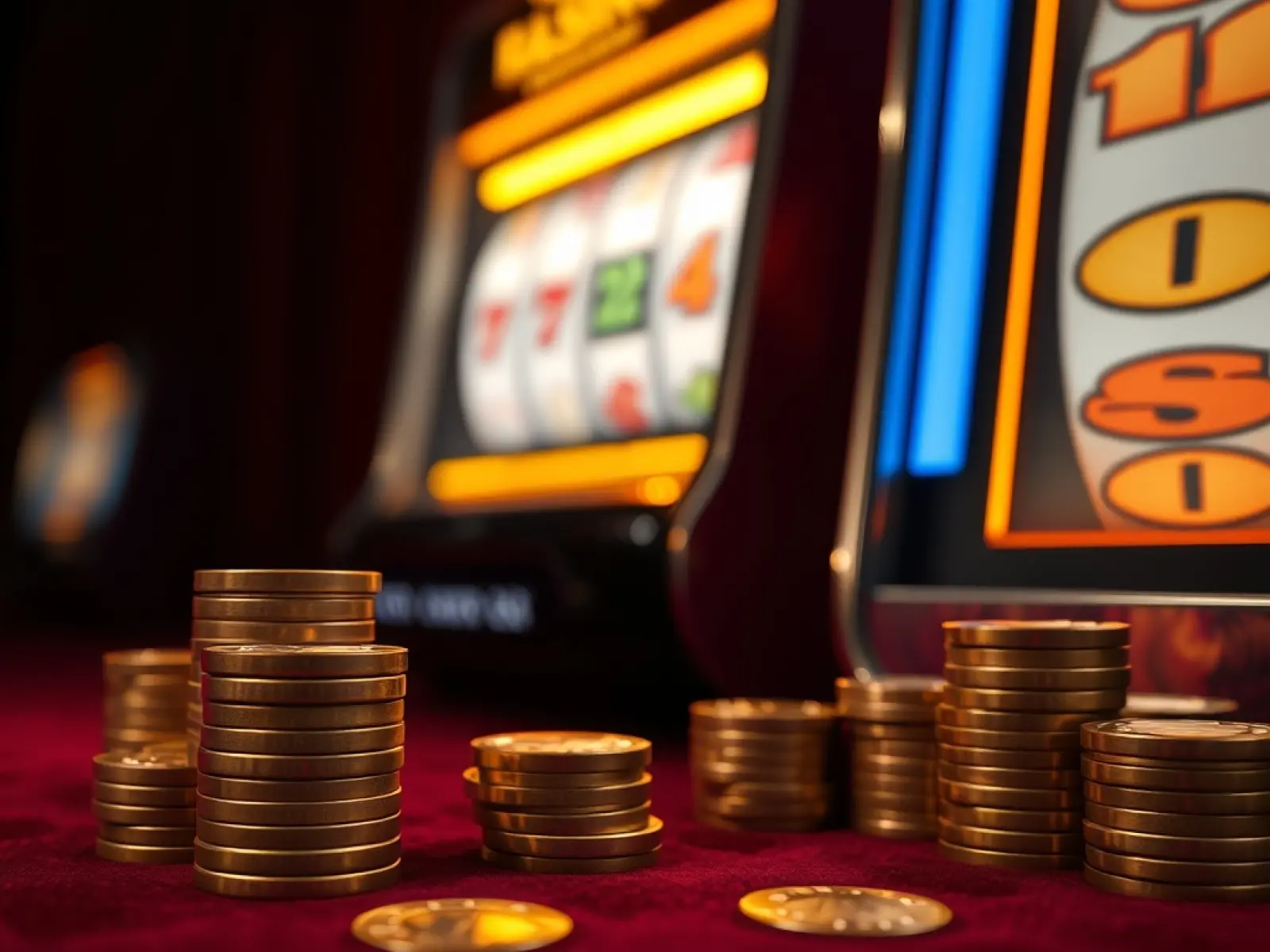 Automat do gry i złote żetony w Twindor Casino