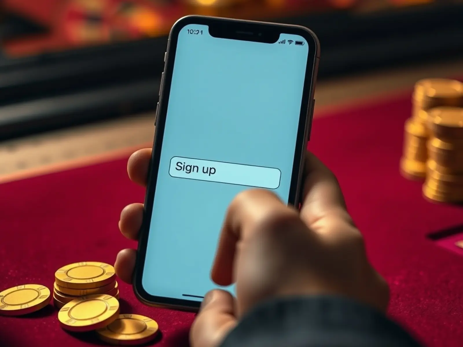 Wpisywanie kodu promocyjnego na smartfonie przy żetonach